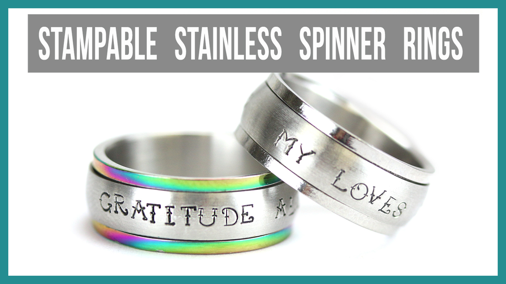 Metal Stamping Blanks Stainless Steel Spinner Ring with Rainbow Rim Stamping Blank, 7.85mm Wide, SIZE 8